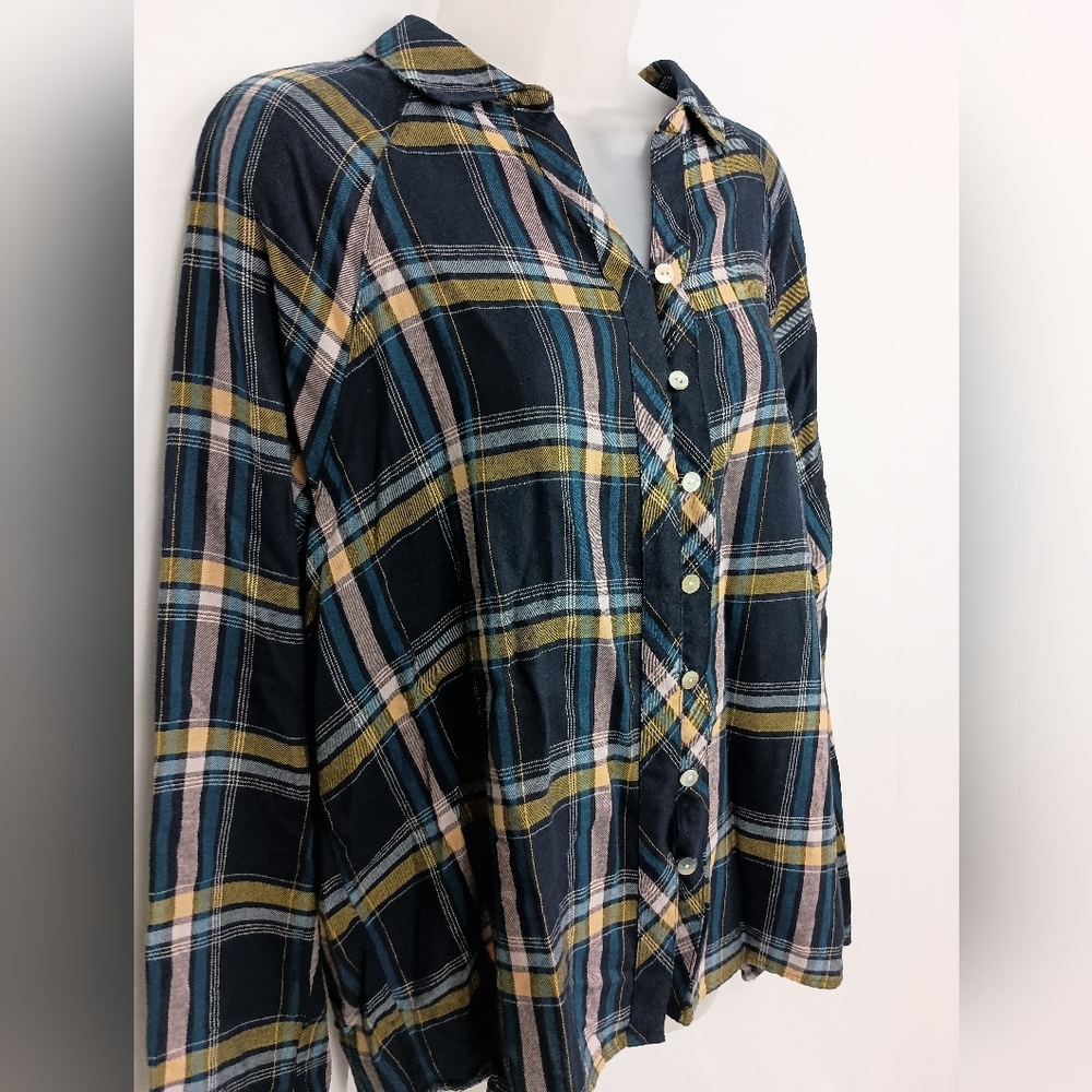 J JILL Preppy Clueless Country Academia M Patchwork Plaid Soft Button-Up Shirt - Picture 3 of 6